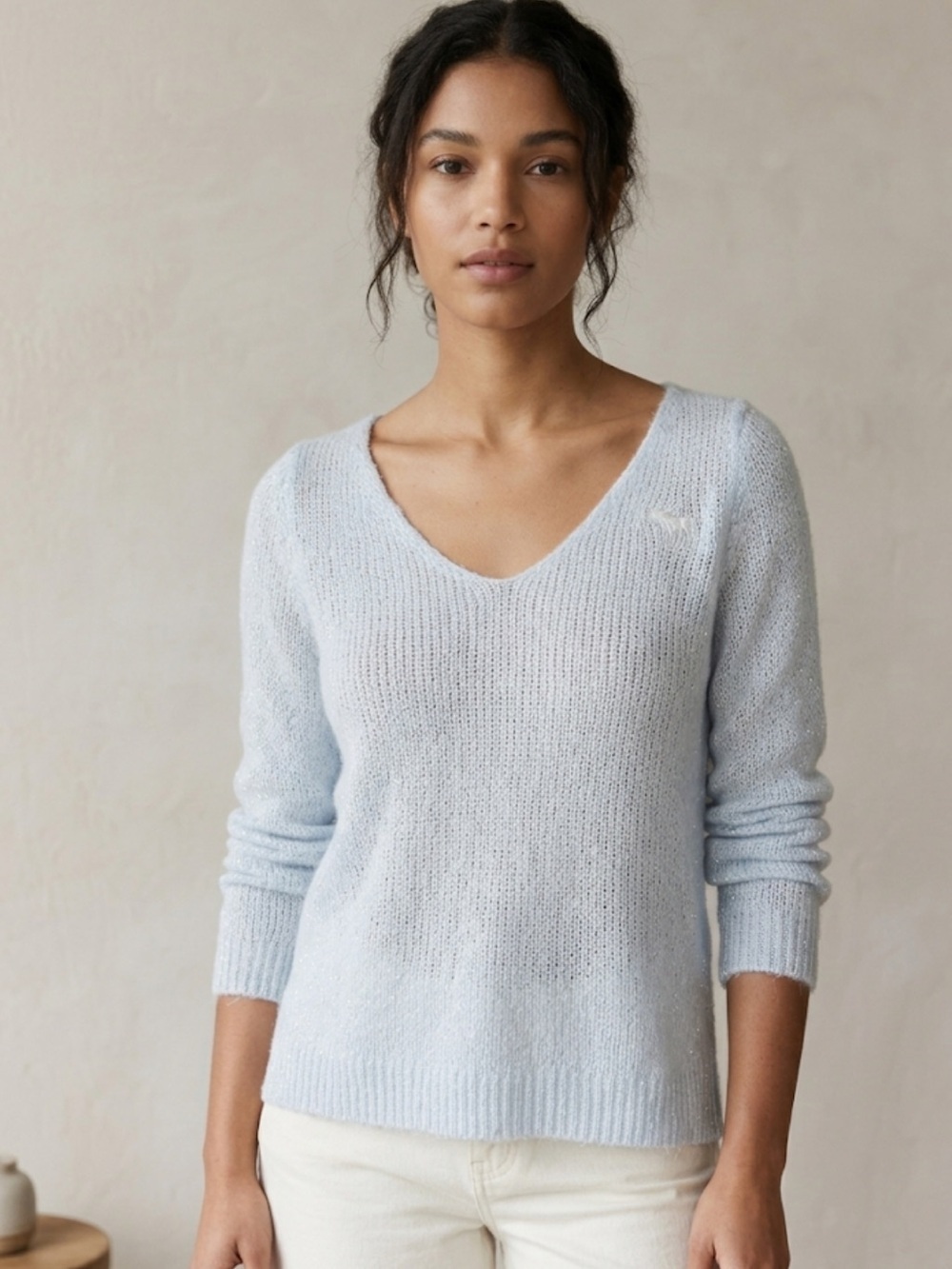 Abercrombie & Fitch Metallic‑Shimmer Knit Sweater – Kids XL (Fits Women’s XS)